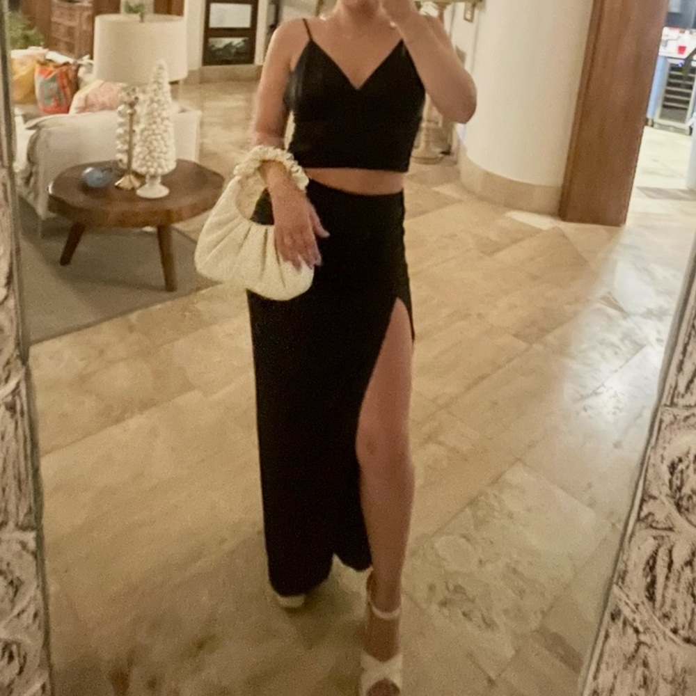 Just Be Queen Black Satin set